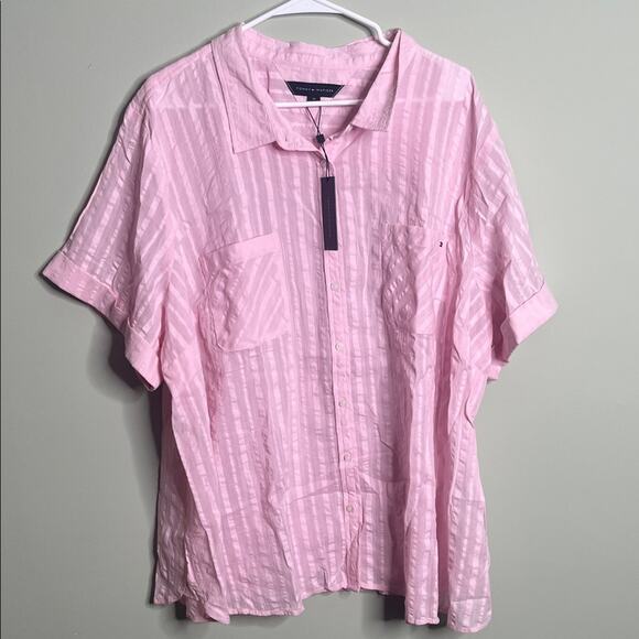 Tommy Hilfiger Pink Button Up Blouse 3X - Picture 1 of 5